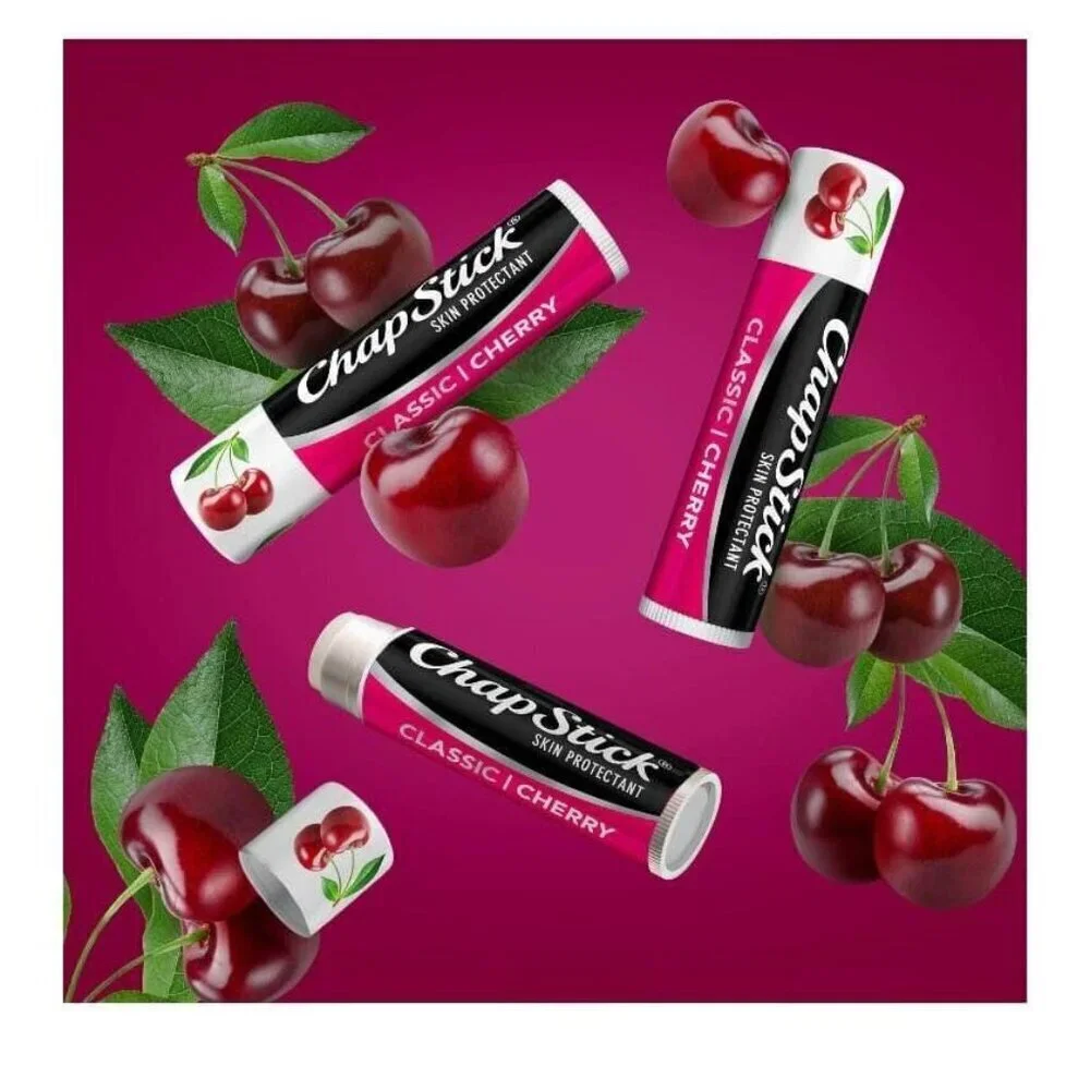 NEW 4X Cherry Chapstick 3 Packs (12 Tubes Total)